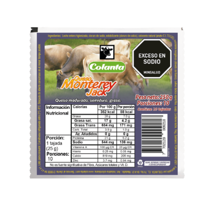 Queso tipo Monterey Jack Tajado X 250 g