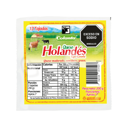 Queso Tipo Holandés Colanta Tajado X 200 g