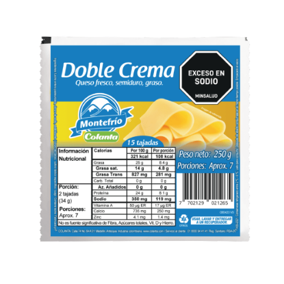 Queso Doble Crema Montefrio TajadoX 250 g 