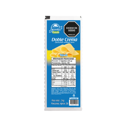 Queso Doble Crema Montefrío Tajado x 2000 g