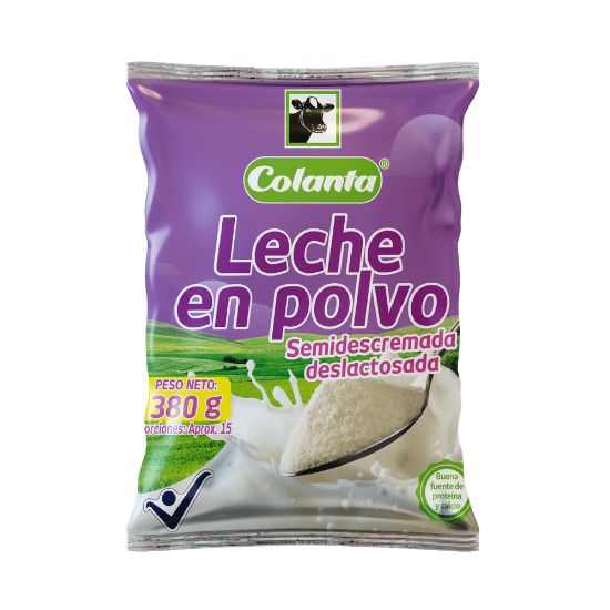 Leche en Polvo Deslactosada Semidescremada Colanta Bolsa X 380 g