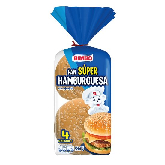 Pan Super Hamburguesa Bimbo X 350 g X 4 U