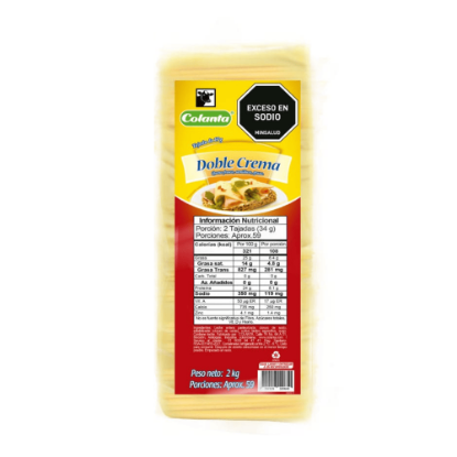 Queso Doble Crema Colanta Tajado X 2000 g