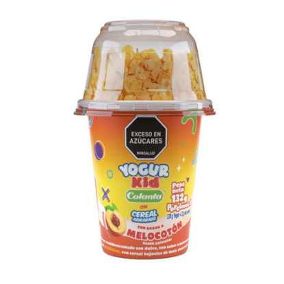 Yogur Kid Sabor a Melocotón con Cereal Azucarado Colanta X 132 g