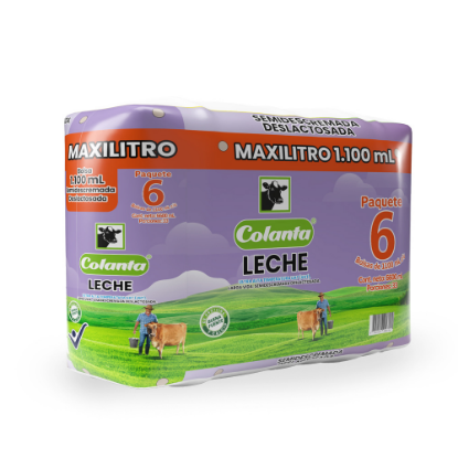 Leche UHT Deslactosada Maxilitro Colanta Bolsa X 1100 ml X 6 U